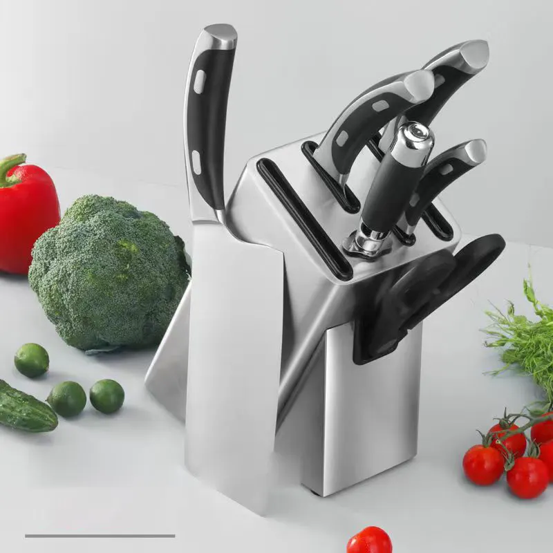 Giá cắm dao inox Regoo RG2133 6 khe kiểu nghiêng, để bàn gọn bếp, dễ cất lấy dao