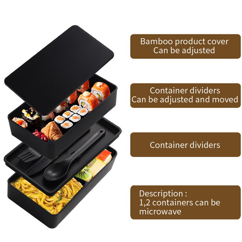 Hộp cơm 2 tầng Regoo, 800–1000ml, kèm túi giữ nhiệt, dùng được trong lò vi sóng