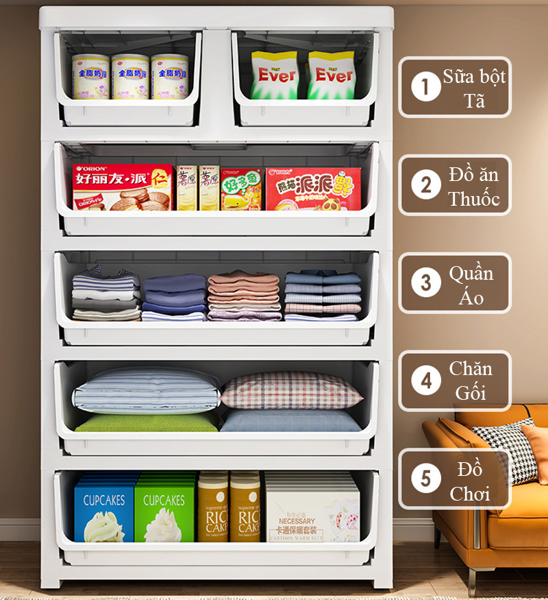 Tủ ngăn kéo nhựa Regoo RG3136, 3–6 tầng, có bánh xe, nhiều ngăn, đặt sàn gọn gàng