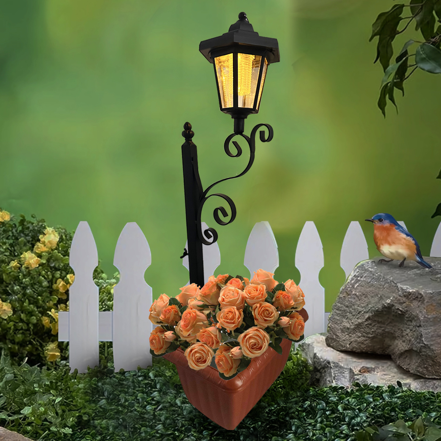 Đèn cắm chậu trồng cây năng lượng mặt trời Regoo RG3138, IP44, sáng khoảng 6–12 giờ, decor sân vườn ngoài trời