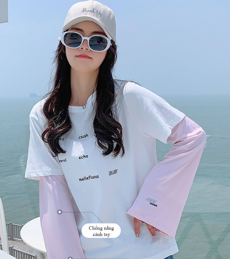 Ống tay chống nắng nữ Regoo, vải lụa băng co giãn, free size, dùng đi xe máy đạp xe lái xe mùa hè