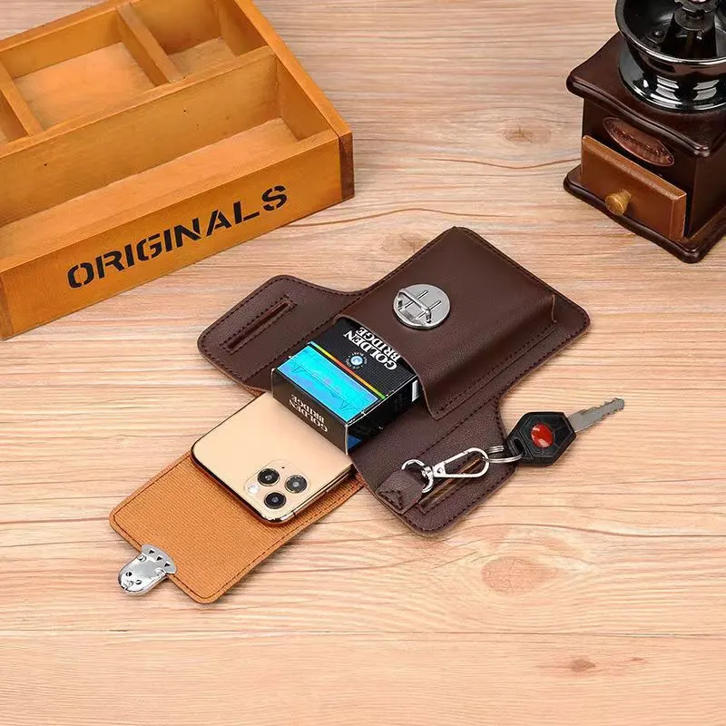 Túi đeo thắt lưng nam Regoo RG2132 chất liệu PU, dáng đứng gọn, đựng điện thoại và đồ nhỏ