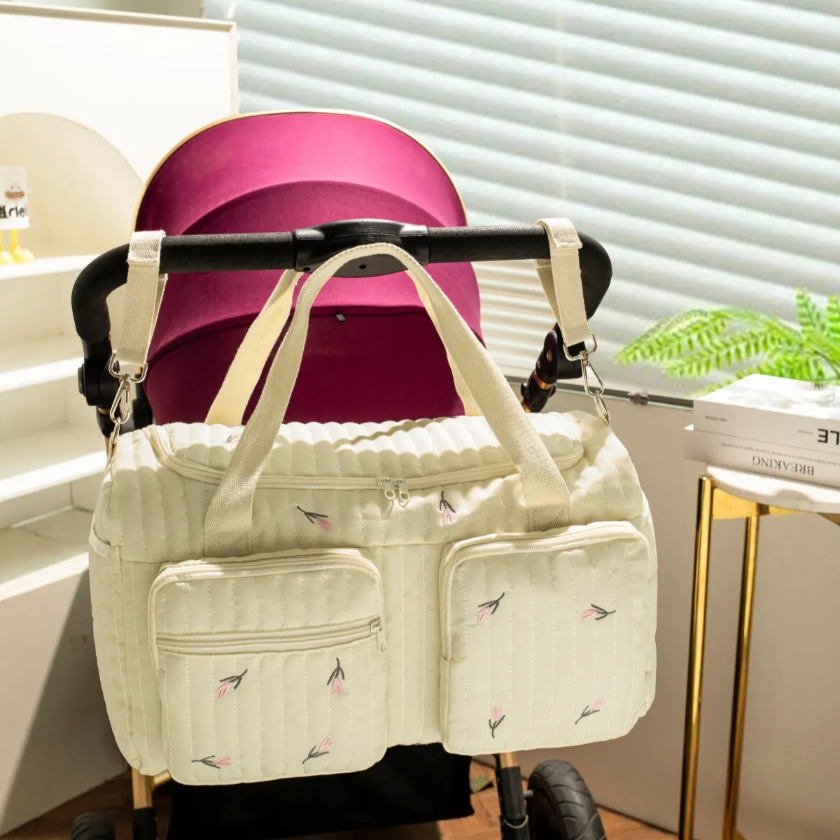 Túi xách mẹ và bé họa tiết gấu dễ thương RG1731, túi đựng đồ đa năng phong cách hoạt hình dung tích lớn