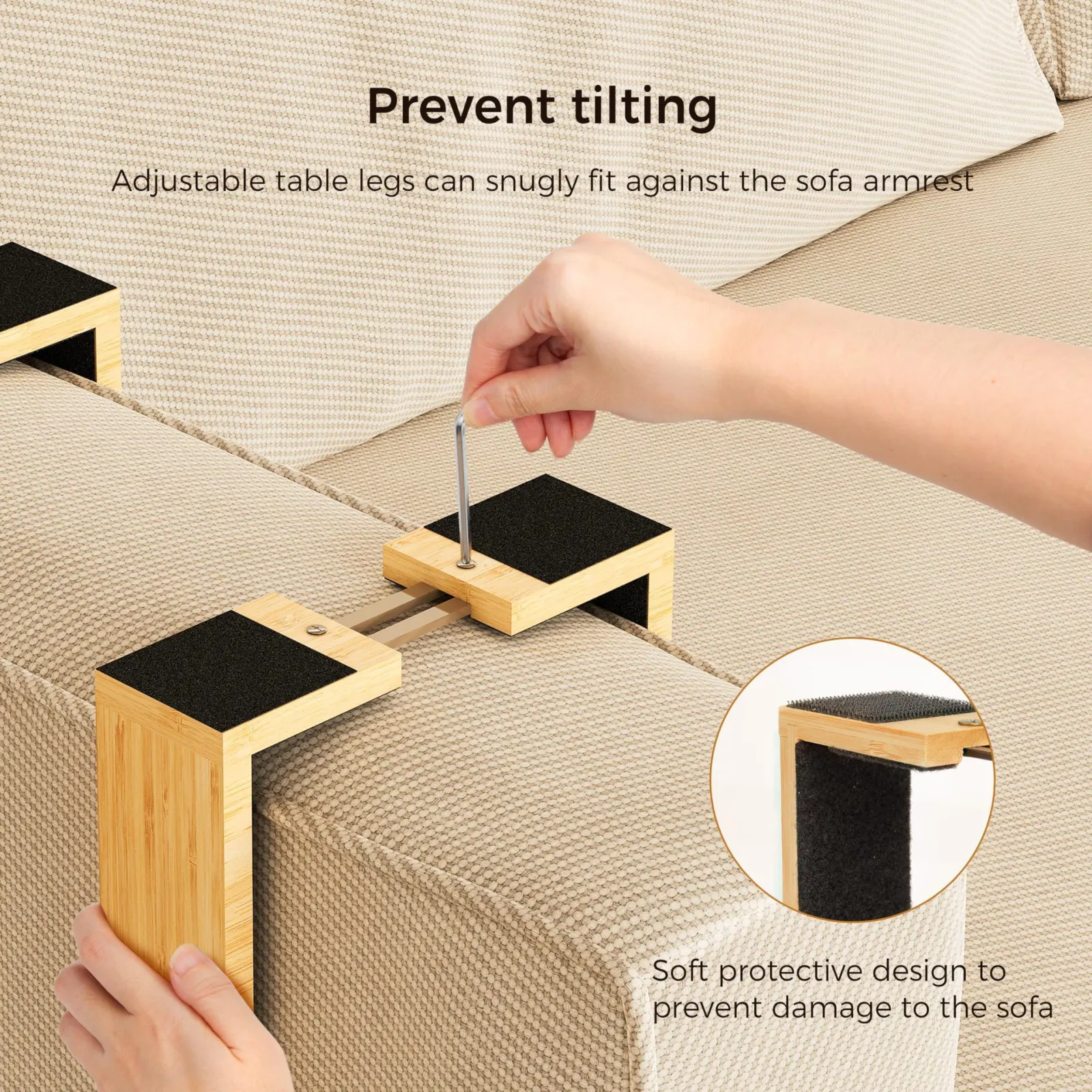 Khay gắn tay vịn sofa RG1742 hai tầng xoay mở, để ly nước, điện thoại, remote và snack