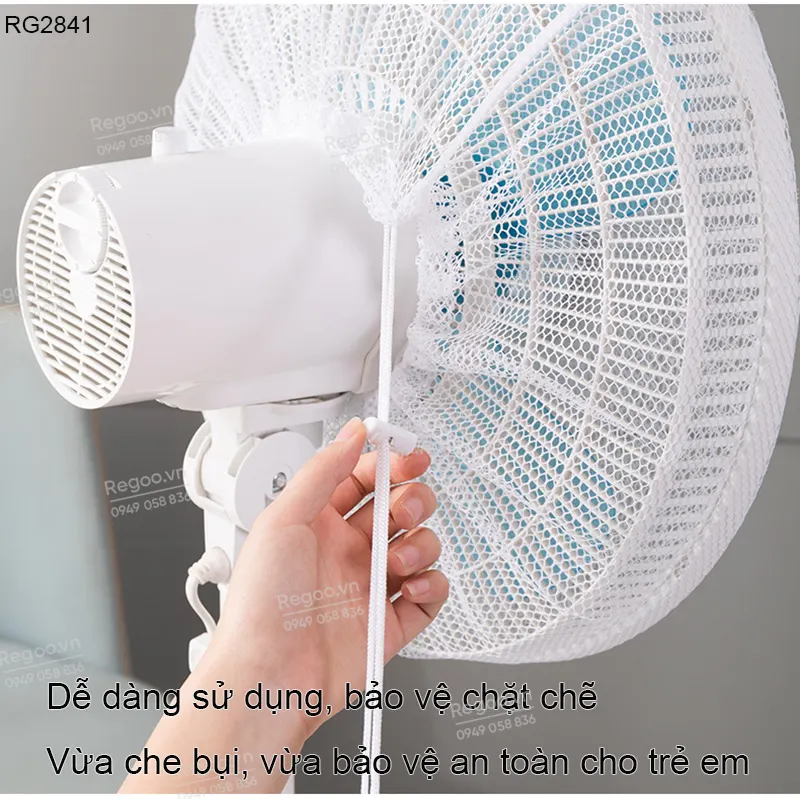 Lưới chụp quạt Regoo RG2841 set 5 chiếc, hạn chế kẹp tay và bám bụi, dùng cho quạt điện gia đình, phù hợp nhà có trẻ nhỏ.