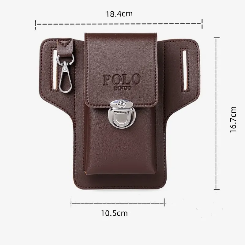 Túi đeo thắt lưng nam Regoo RG2132 chất liệu PU, dáng đứng gọn, đựng điện thoại và đồ nhỏ