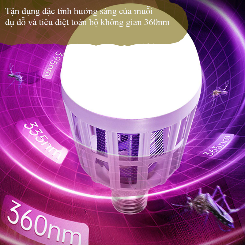 Đèn ngủ diệt muỗi 15W, đui E27, vừa chiếu sáng vừa hỗ trợ diệt muỗi trong nhà
