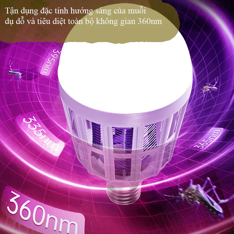 Đèn ngủ diệt muỗi 15W, đui E27, vừa chiếu sáng vừa hỗ trợ diệt muỗi trong nhà