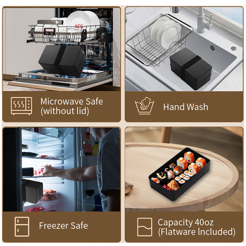 Hộp cơm 2 tầng Regoo, 800–1000ml, kèm túi giữ nhiệt, dùng được trong lò vi sóng