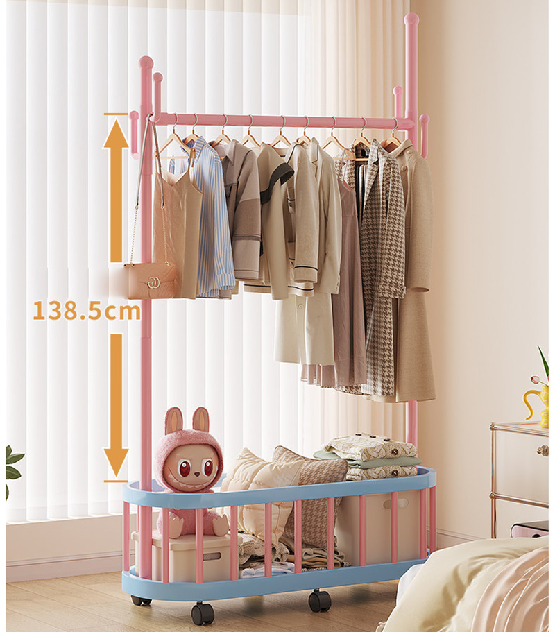 Giá treo quần áo xương rồng Regoo RG3134, để sàn 2 tầng, có bánh xe, size 60/80/100 cm