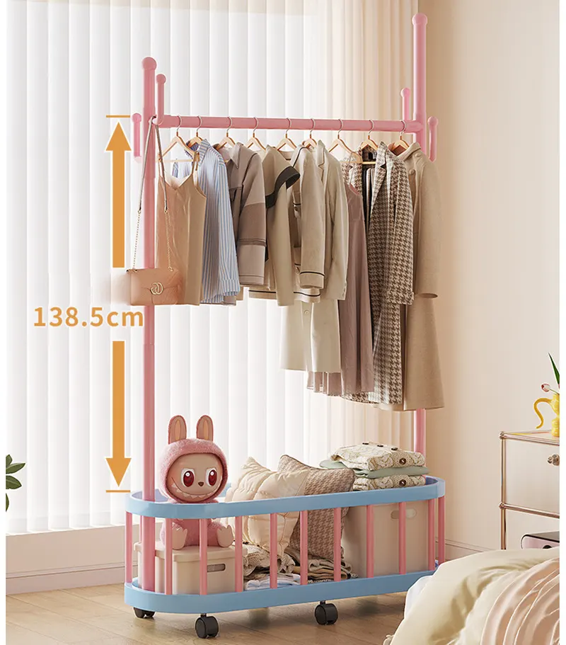Giá treo quần áo xương rồng Regoo RG3134, để sàn 2 tầng, có bánh xe, size 60/80/100 cm