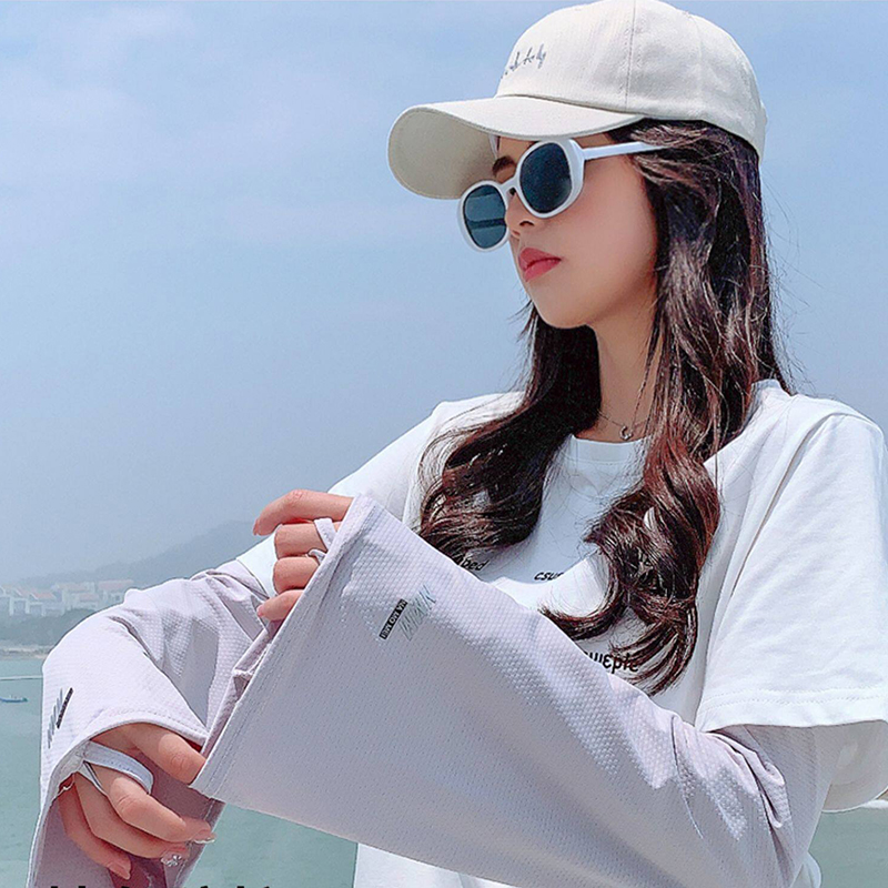 Ống tay chống nắng nữ Regoo, vải lụa băng co giãn, free size, dùng đi xe máy đạp xe lái xe mùa hè