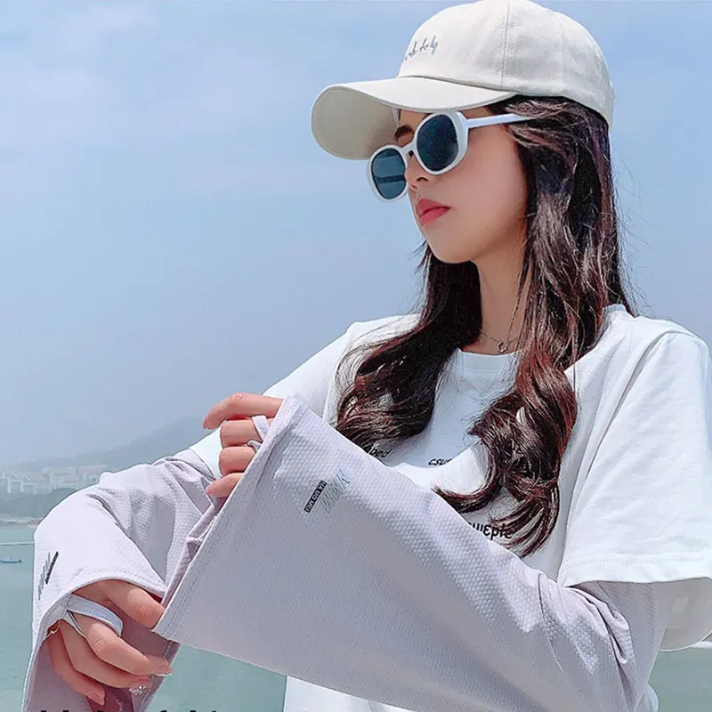 Ống tay chống nắng nữ Regoo, vải lụa băng co giãn, free size, dùng đi xe máy đạp xe lái xe mùa hè RG644