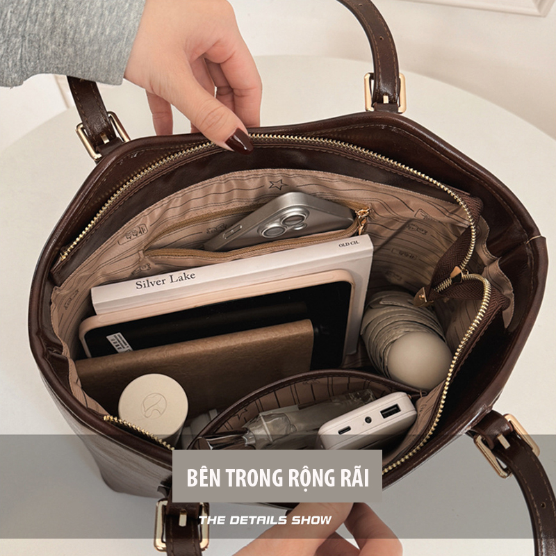 Túi đeo vai / túi xách tay nữ phong cách retro, túi xách công sở phù hợp đi làm, đi chơi và sử dụng hằng ngày bằng da PU cao cấp