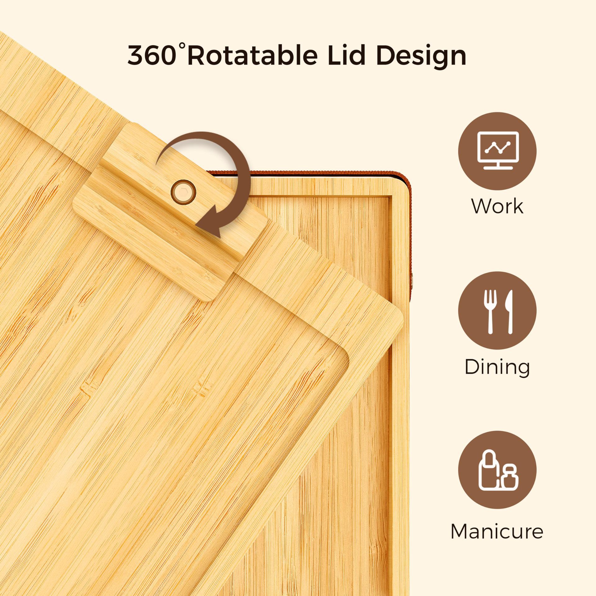 Khay gắn tay vịn sofa RG1742 hai tầng xoay mở, để ly nước, điện thoại, remote và snack