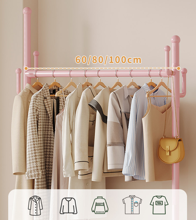 Giá treo quần áo xương rồng Regoo RG3134, để sàn 2 tầng, có bánh xe, size 60/80/100 cm