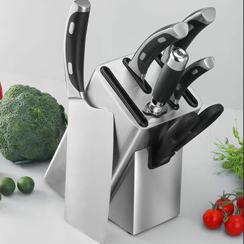 Giá cắm dao inox Regoo RG2133 6 khe kiểu nghiêng, để bàn gọn bếp, dễ cất lấy dao