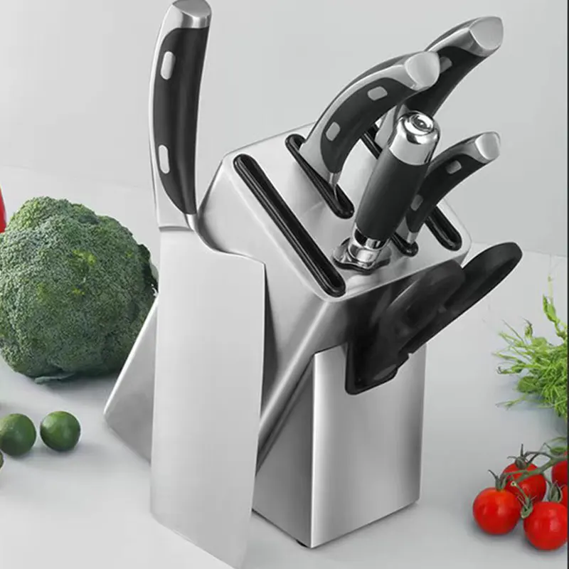 Giá cắm dao inox Regoo RG2133 6 khe kiểu nghiêng, để bàn gọn bếp, dễ cất lấy dao