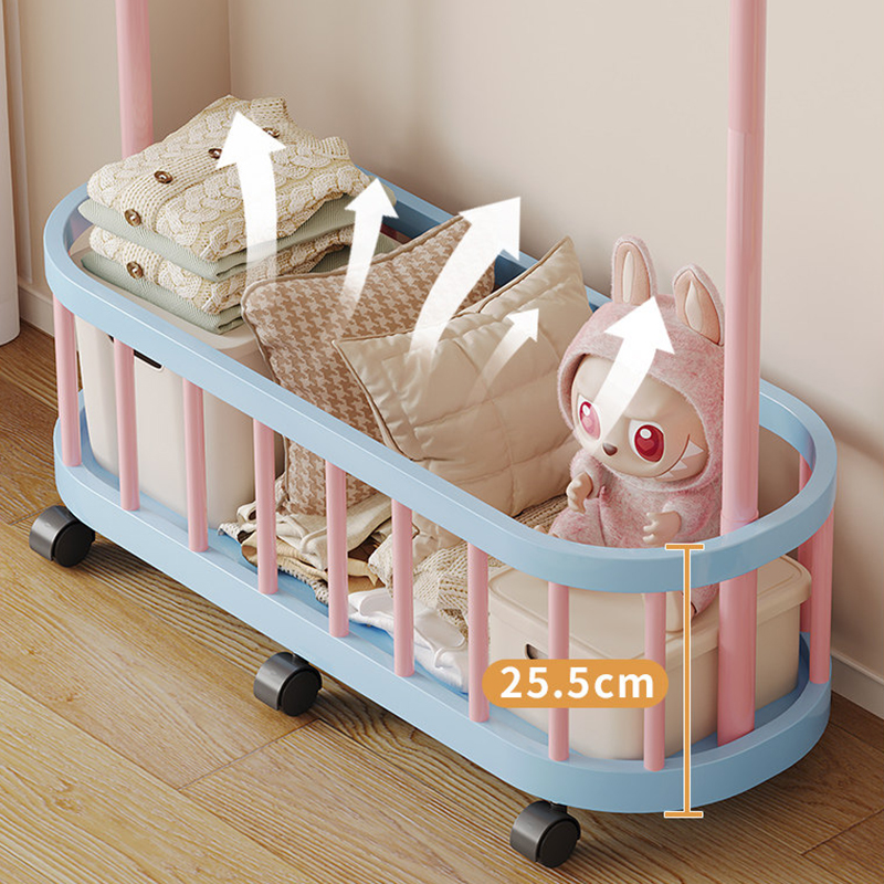 Giá treo quần áo Regoo RG3033 để sàn, có giỏ dưới, bánh xe, size 60/80/100cm