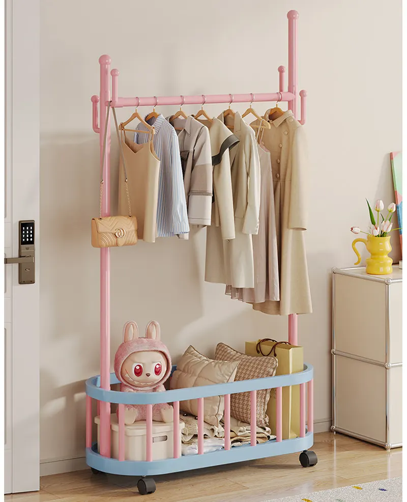 Giá treo quần áo xương rồng Regoo RG3134, để sàn 2 tầng, có bánh xe, size 60/80/100 cm