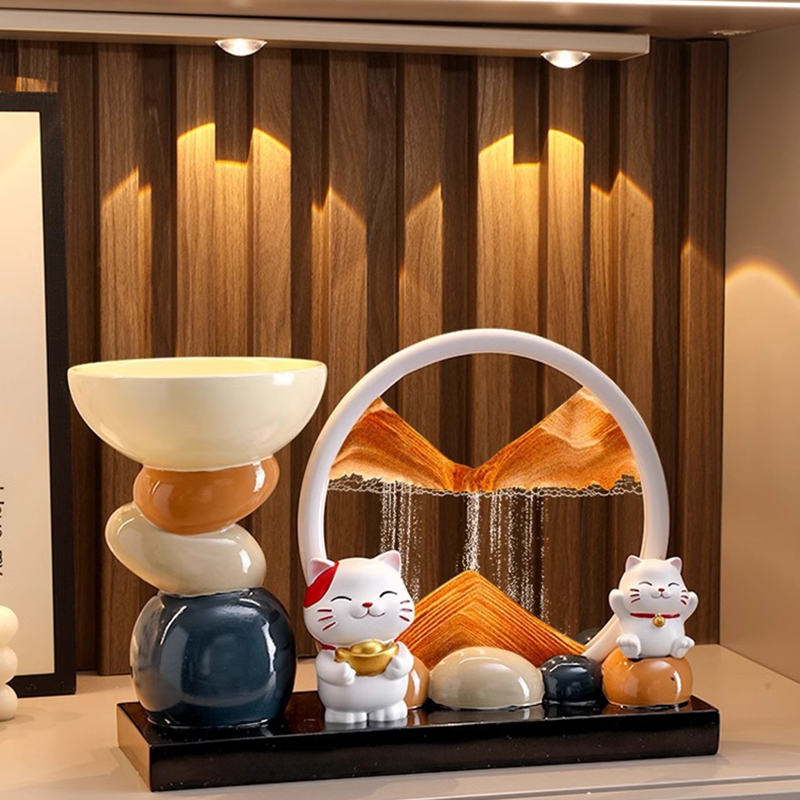 Tranh cát mèo thần tài Regoo RG342, cát chảy thư giãn, decor lối vào và quà tặng tân gia