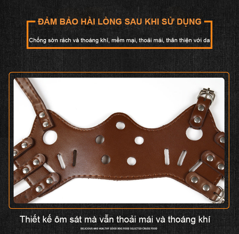Rọ mõm chó da PU chống cắn chống sủa chống ăn bậy, mõm chó cho chó nhỏ vừa lớn, phụ kiện huấn luyện chó XS  - XXL