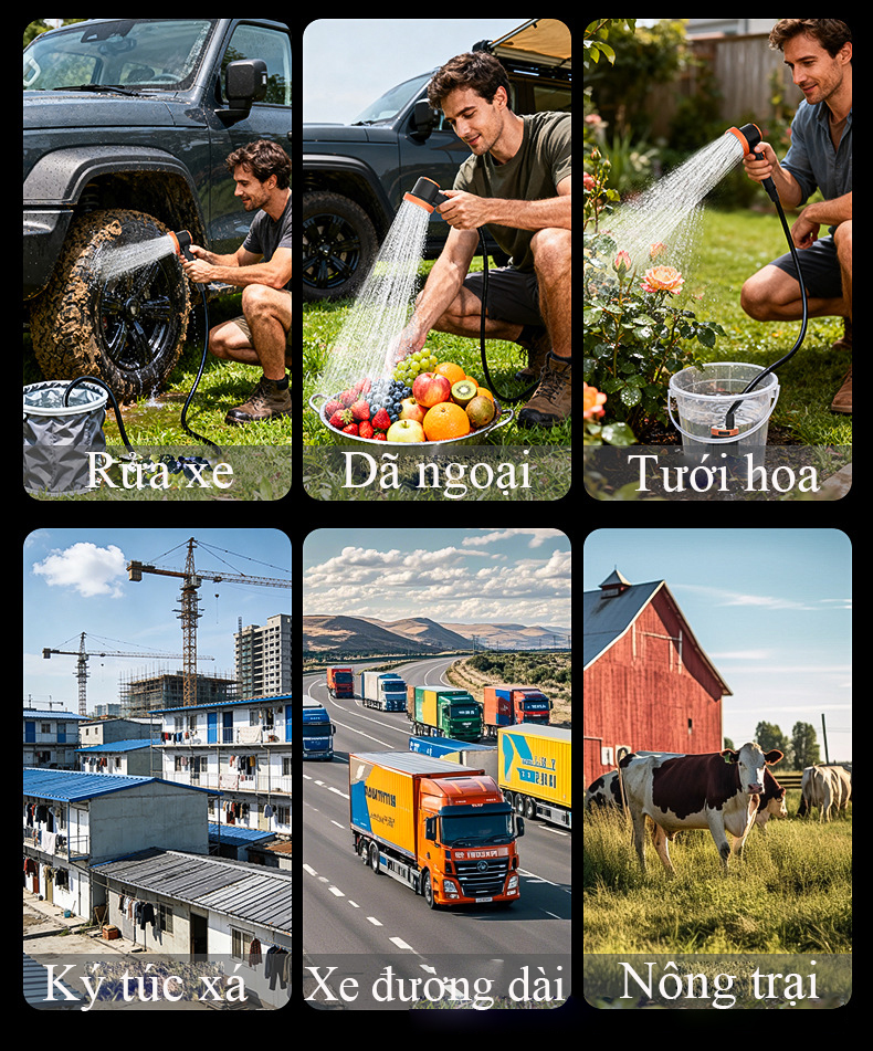 Bộ vòi sen điện ngoài trời tắm rửa đa năng di động RG1732 dùng cho cắm trại, dã ngoại, ký túc xá hoặc tắm nhanh ngoài trời - Bảo hành 24 Tháng