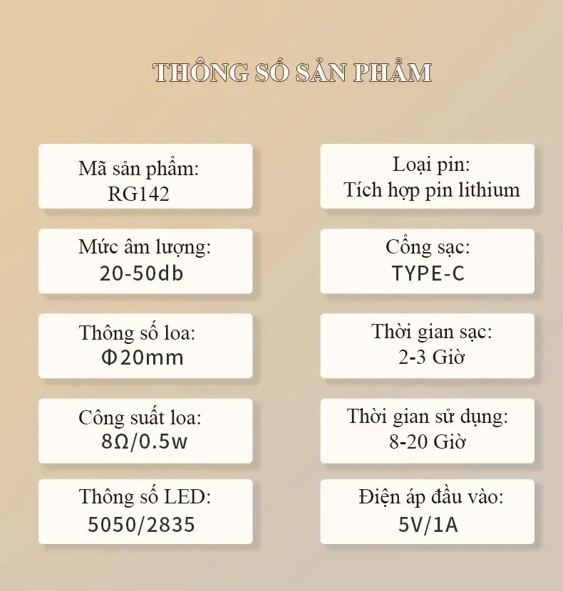 Đèn ngủ white noise Regoo, cảm ứng 7 màu, sạc Type-C, hẹn giờ, hỗ trợ thư giãn trước khi ngủ RG142
