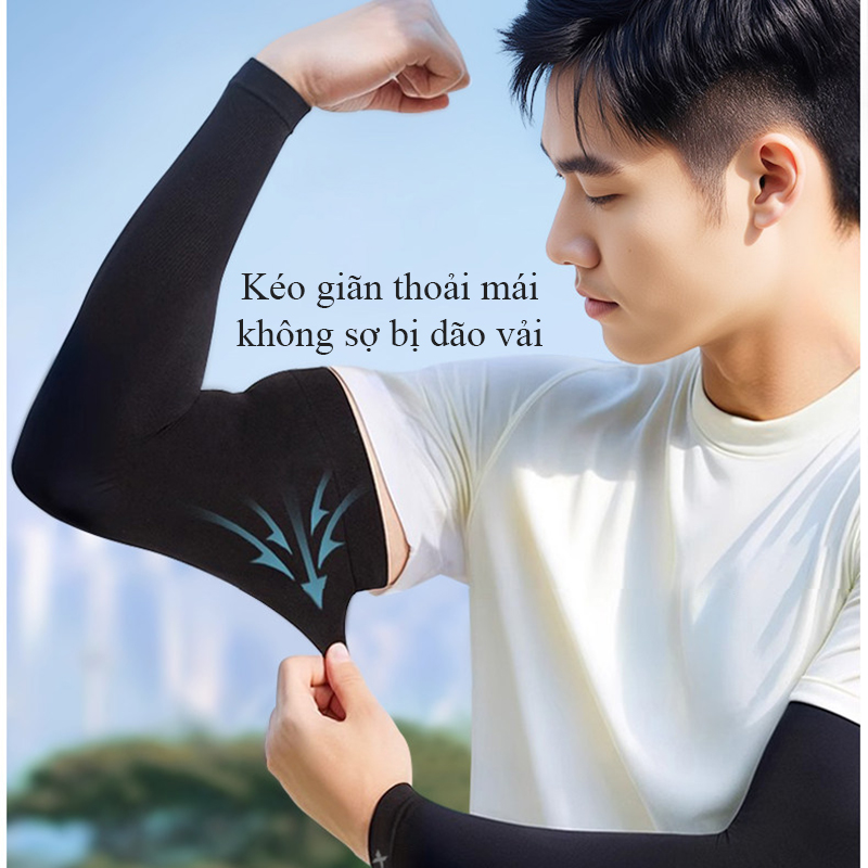 Ống tay chống nắng RG643 UPF50+ freesize, vải lụa băng mát co giãn, che phủ tay khi đi ngoài trời