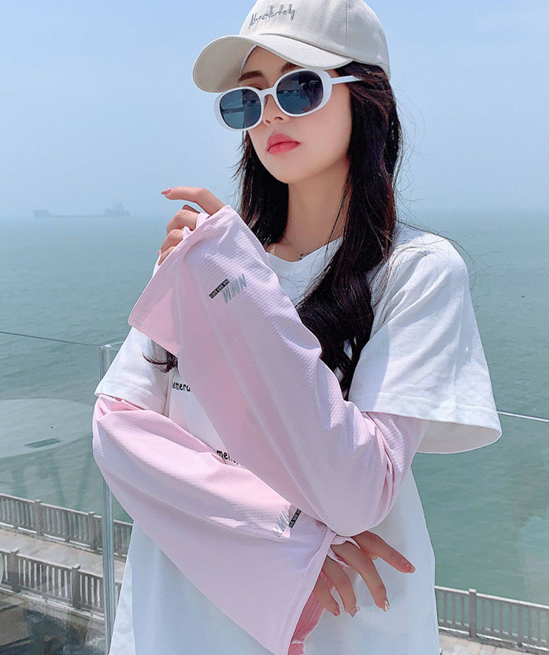 Ống tay chống nắng nữ Regoo, vải lụa băng co giãn, free size, dùng đi xe máy đạp xe lái xe mùa hè