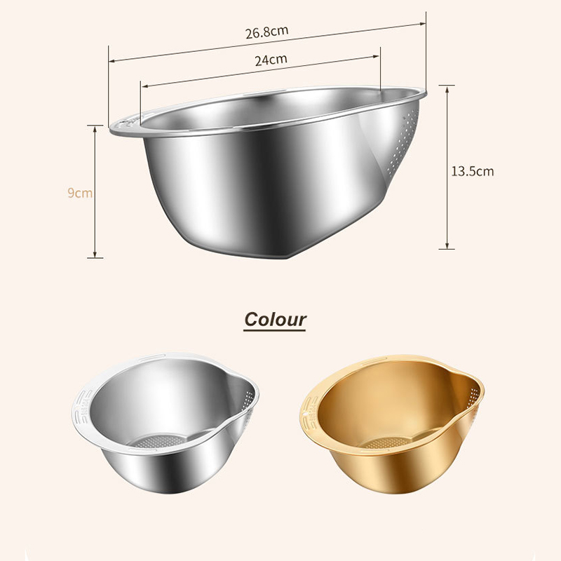 Chậu vo gạo inox 304 Regoo RG1634 đáy nghiêng thoát nước, dùng vo gạo rửa rau và chắt nước gọn hơn