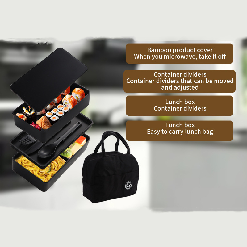 Hộp cơm 2 tầng Regoo, 800–1000ml, kèm túi giữ nhiệt, dùng được trong lò vi sóng