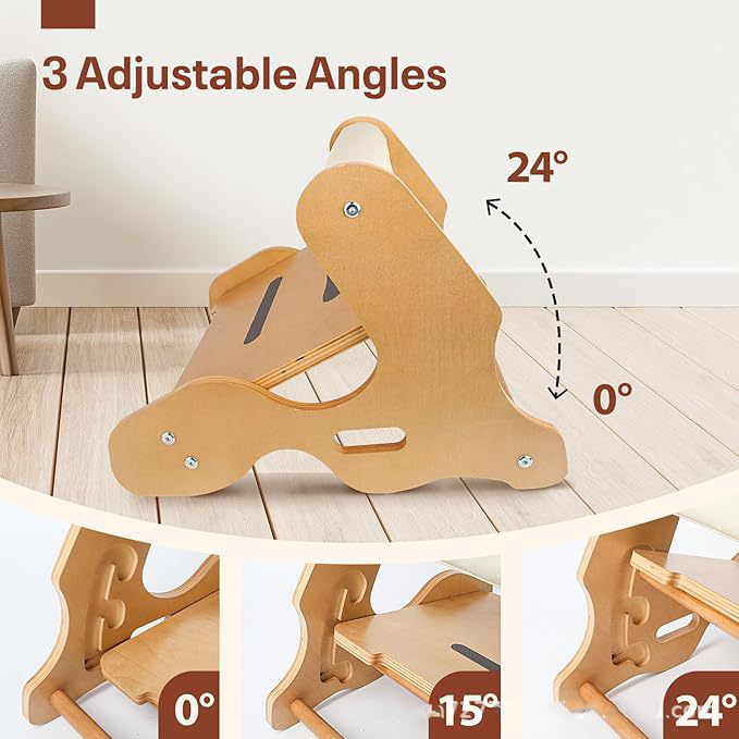 Bệ gác chân gỗ Regoo RG3134 chỉnh 3 góc 0-15-24 độ, đế chống trượt, đặt dưới bàn làm việc hoặc sofa