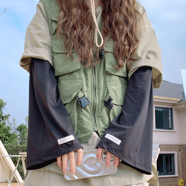 Ống tay chống nắng nữ Regoo RG642 freesize, dáng loe rộng, vải vải lụa băng mỏng nhẹ