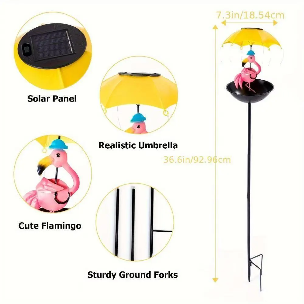 Đèn sân vườn NLMT Regoo RG3137, kiêm khay cho chim ăn, hình thú đội ô, decor ngoài trời