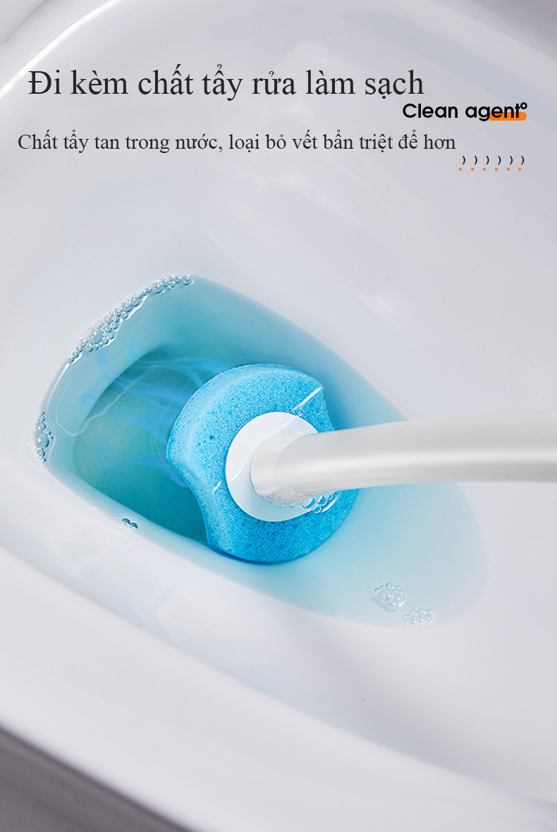 Bàn chải bồn cầu dùng một lần không góc chết, bộ cọ treo tường nhà vệ sinh có đầu thay thế thần thánh sẵn chất tẩy tự làm sạch nhà vệ sinh gia đình