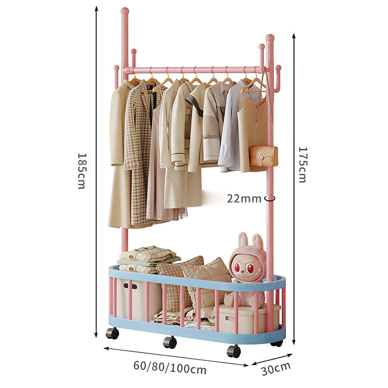 Giá treo quần áo xương rồng Regoo RG3134, để sàn 2 tầng, có bánh xe, size 60/80/100 cm