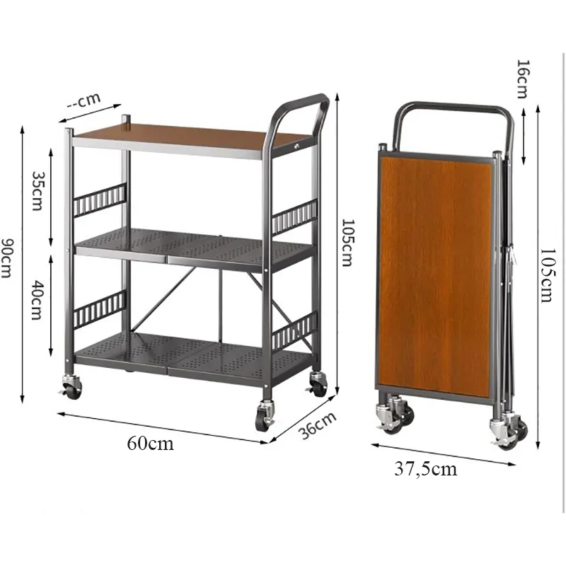 Kệ di động đa năng Regoo RG341, 3 tầng có bánh xe, thép cacbon sơn tĩnh điện
