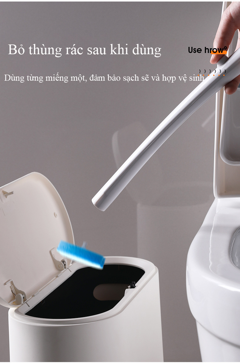 Bàn chải bồn cầu dùng một lần không góc chết, bộ cọ treo tường nhà vệ sinh có đầu thay thế thần thánh sẵn chất tẩy tự làm sạch nhà vệ sinh gia đình