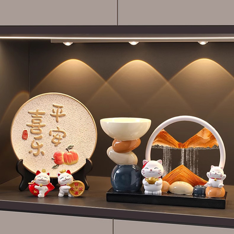 Tranh cát mèo thần tài Regoo RG342, cát chảy thư giãn, decor lối vào và quà tặng tân gia