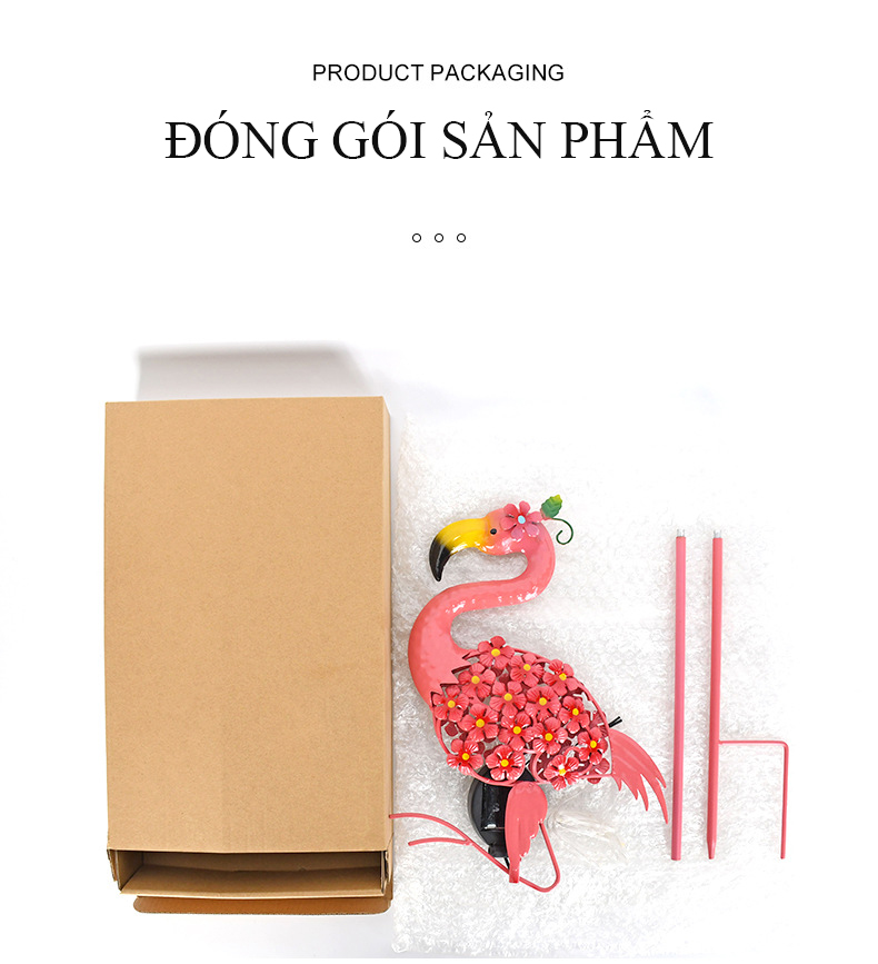 Đèn hồng hạc năng lượng mặt trời Regoo, 0.5W, chống nước IP44, sáng 6-12 giờ, decor sân vườn