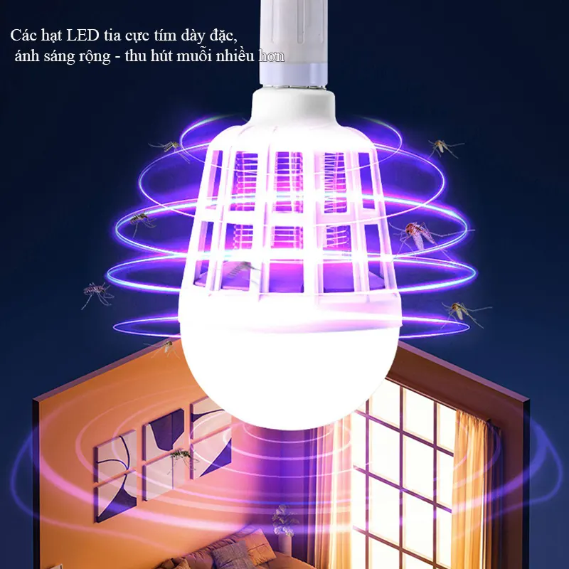 Đèn ngủ diệt muỗi 15W, đui E27, vừa chiếu sáng vừa hỗ trợ diệt muỗi trong nhà