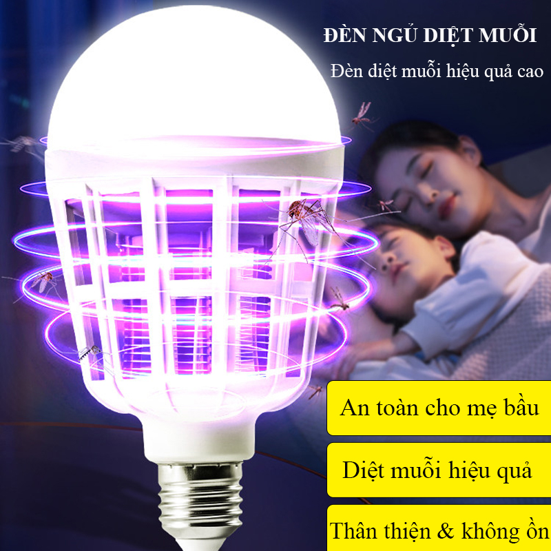 Đèn ngủ diệt muỗi 15W, đui E27, vừa chiếu sáng vừa hỗ trợ diệt muỗi trong nhà