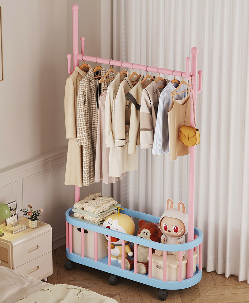 Giá treo quần áo xương rồng Regoo RG3134, để sàn 2 tầng, có bánh xe, size 60/80/100 cm