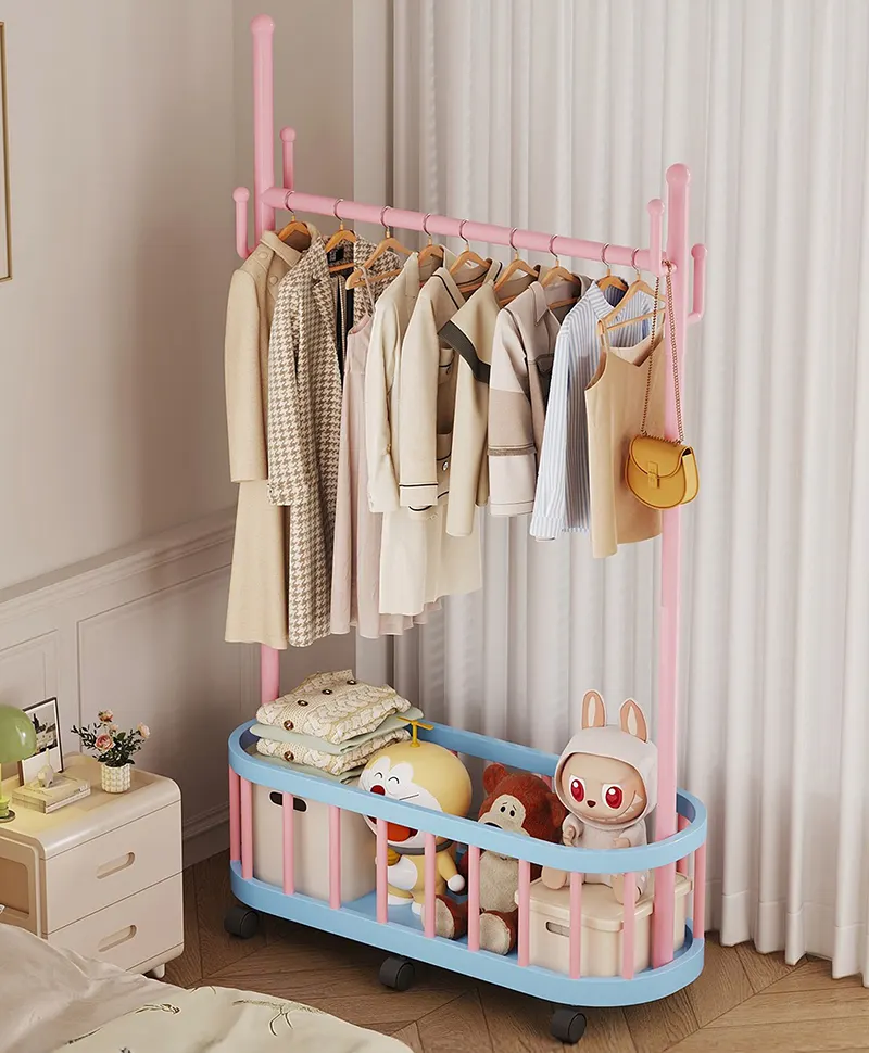 Giá treo quần áo xương rồng Regoo RG3134, để sàn 2 tầng, có bánh xe, size 60/80/100 cm