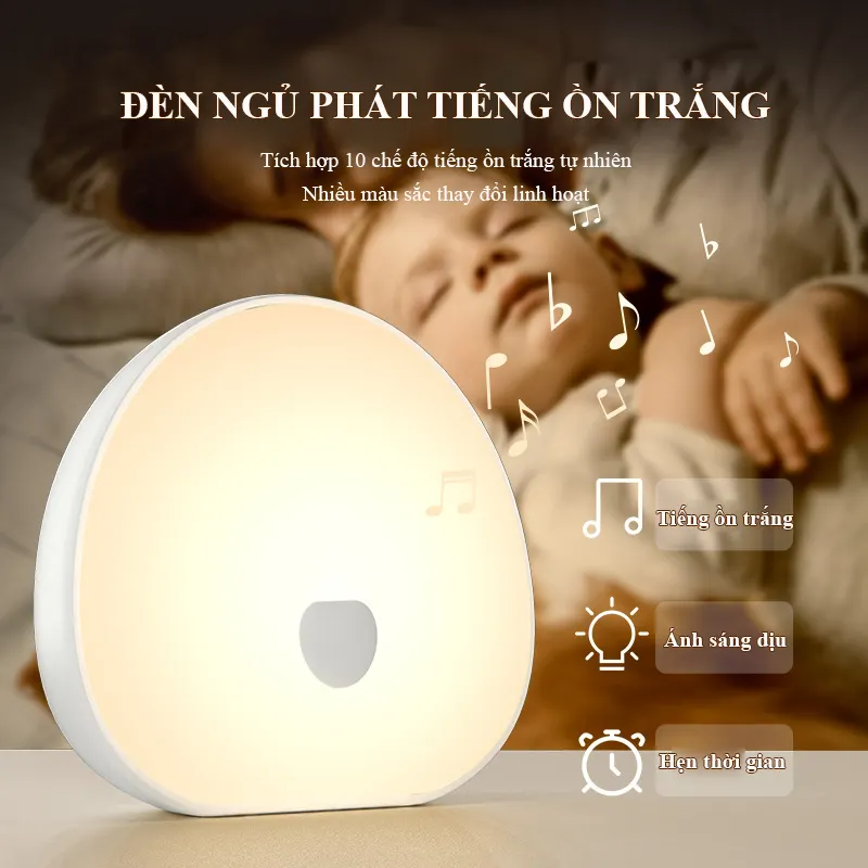 Đèn ngủ white noise Regoo, cảm ứng 7 màu, sạc Type-C, hẹn giờ, hỗ trợ thư giãn trước khi ngủ RG142