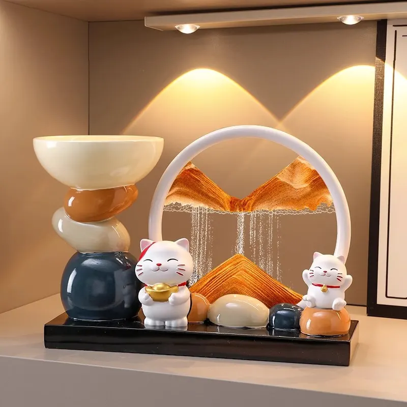 Tranh cát mèo thần tài Regoo RG342, cát chảy thư giãn, decor lối vào và quà tặng tân gia