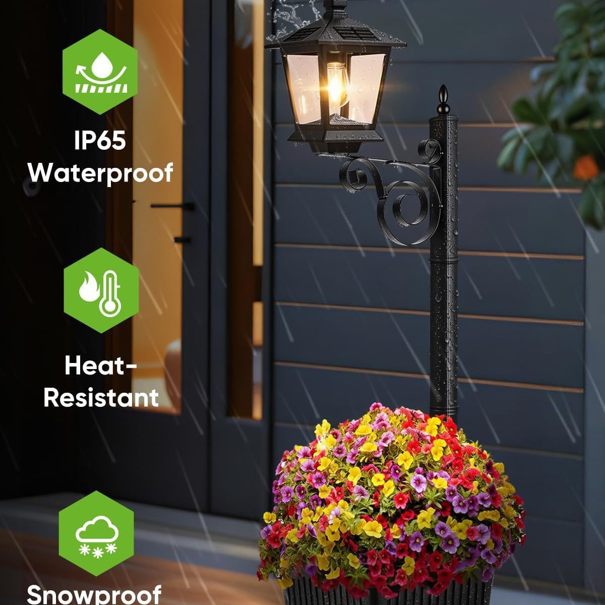 Đèn cắm chậu trồng cây năng lượng mặt trời Regoo RG3138, IP44, sáng khoảng 6–12 giờ, decor sân vườn ngoài trời