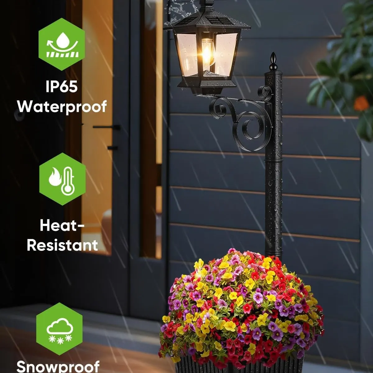 Đèn cắm chậu trồng cây năng lượng mặt trời Regoo RG3138, IP44, sáng khoảng 6–12 giờ, decor sân vườn ngoài trời