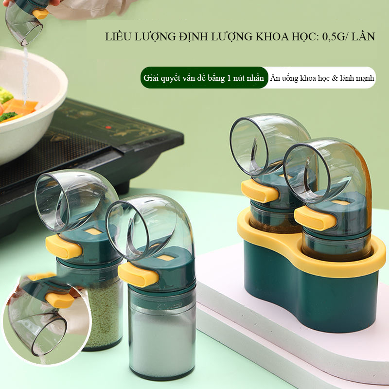 Bình đựng gia vị định lượng Regoo RG2031, bấm 0,5g/lần, bản 1 bình, set 2 hoặc set 3 có đế